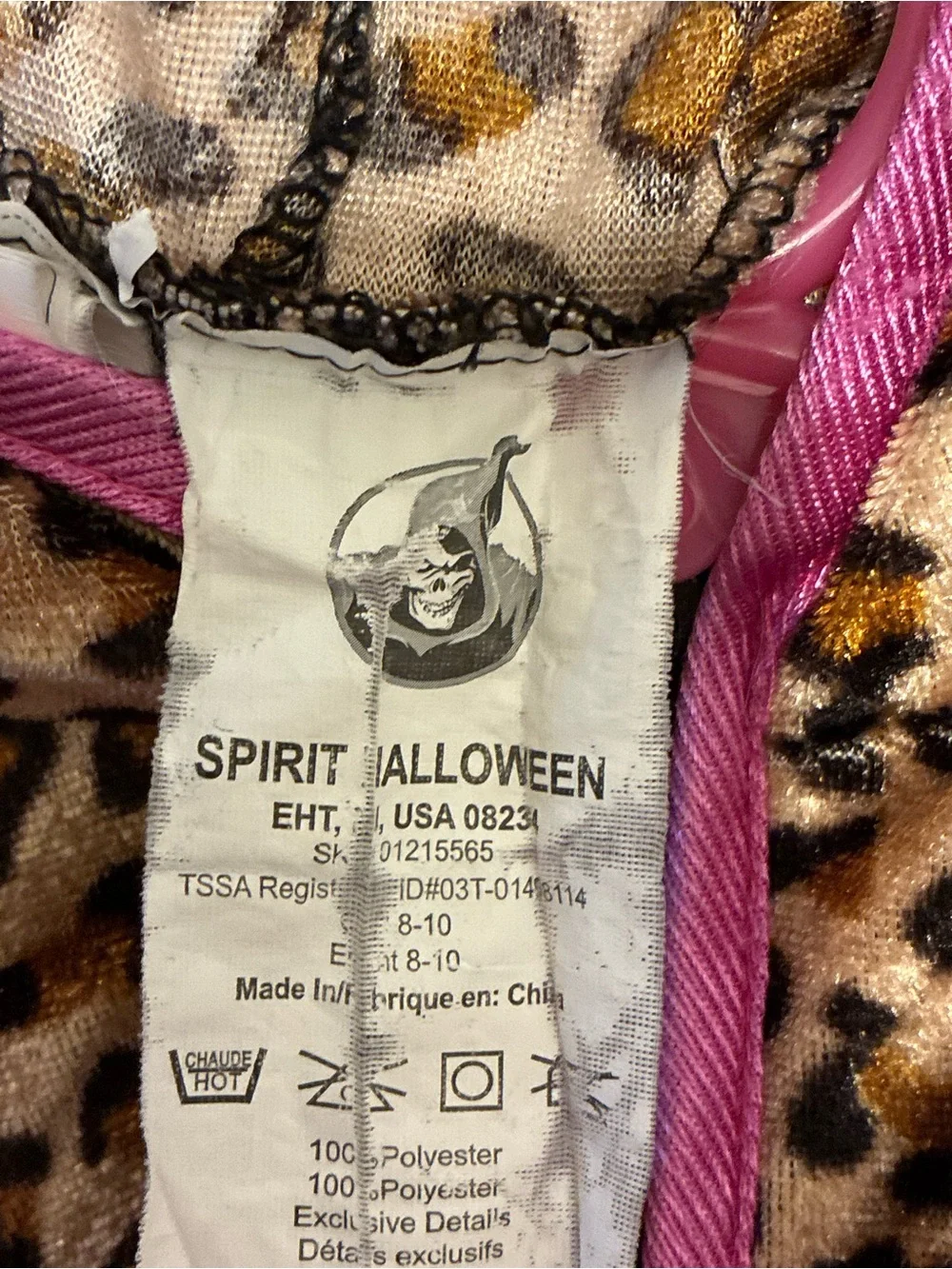 Spirit Leopard Print Hoodie Dress Halloween Costume with Pink Trim